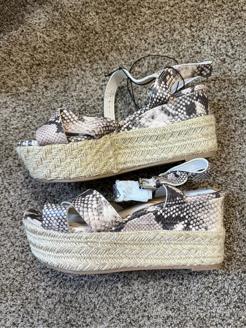 Dolce Vita Snake-Print Platform Slingbacks - Black, White, Tan